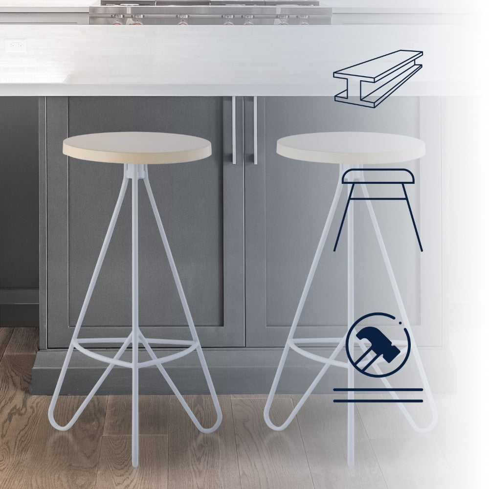 Chantel 30" Modern Industiral Iron Tripod Backless Bar Stool