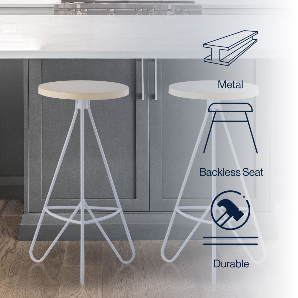 Chantel 30" Modern Industiral Iron Tripod Backless Bar Stool