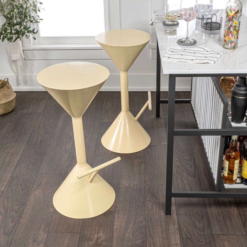 Olivia 29.75" Modern Industrial Iron Hourglass Backless Bar Stool with Foot Rest