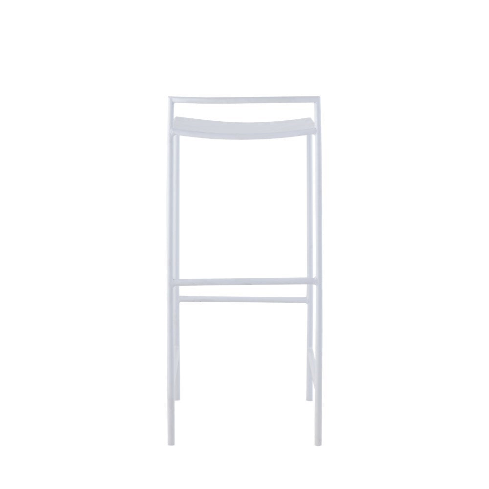 Noble 30" Coastal Contemporary Iron Saddle-Seat Low-Back Bar Stool with Foot Rest