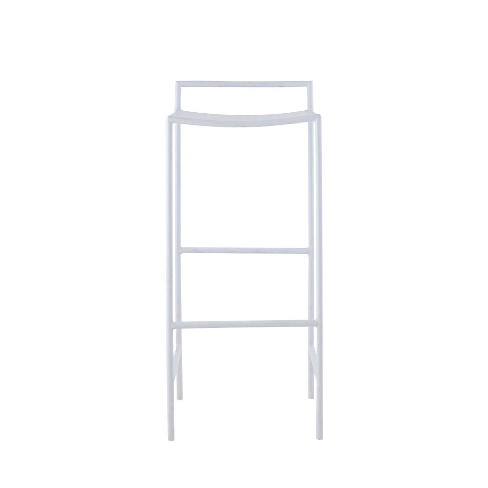Noble 30" Coastal Contemporary Iron Saddle-Seat Low-Back Bar Stool with Foot Rest