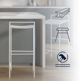 Noble 30" Coastal Contemporary Iron Saddle-Seat Low-Back Bar Stool with Foot Rest