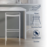 Noble 30" Coastal Contemporary Iron Saddle-Seat Low-Back Bar Stool with Foot Rest