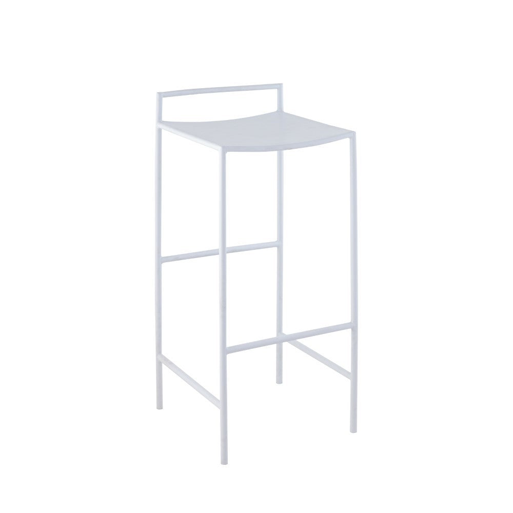 Noble 30" Coastal Contemporary Iron Saddle-Seat Low-Back Bar Stool with Foot Rest