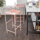 Noble 30" Coastal Contemporary Iron Saddle-Seat Low-Back Bar Stool with Foot Rest
