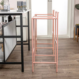 Noble 30" Coastal Contemporary Iron Saddle-Seat Low-Back Bar Stool with Foot Rest