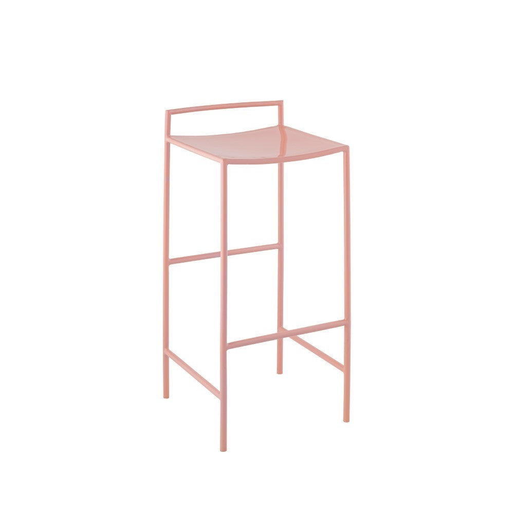 Noble 30" Coastal Contemporary Iron Saddle-Seat Low-Back Bar Stool with Foot Rest