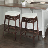 Raywood Rustic Bohemian Hyacinth/Wood Backless Counter Stool