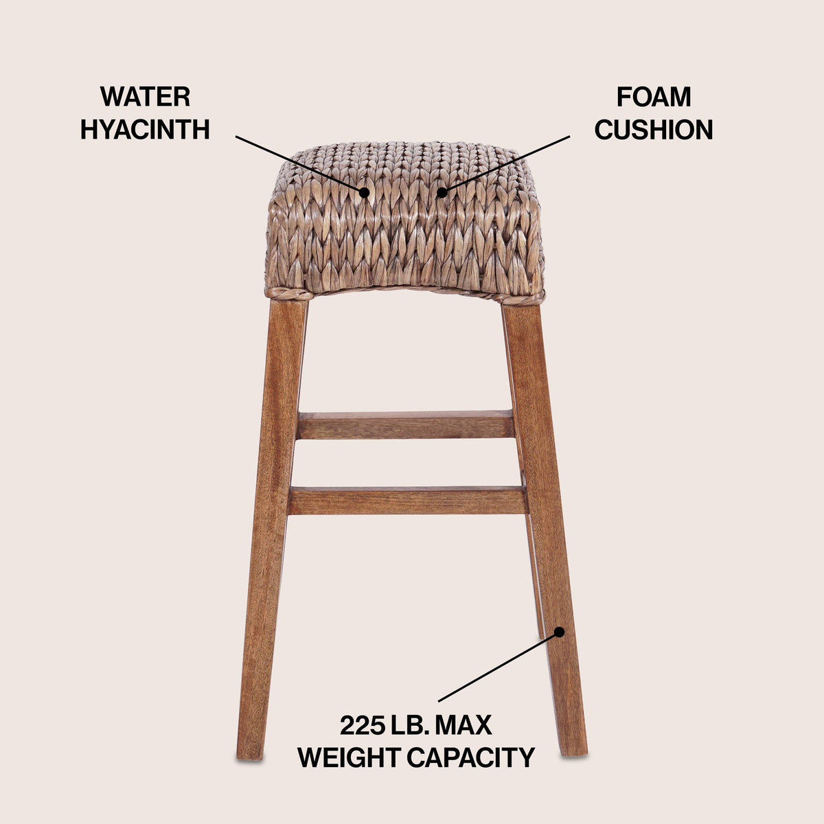 Cebu Bohemian Basics Rattan Backless Bar Stool