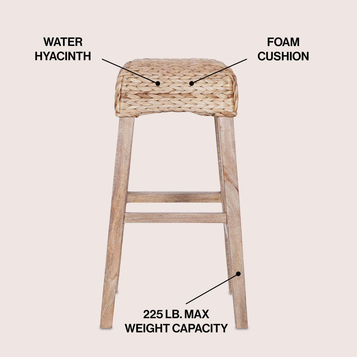 Cebu Bohemian Basics Rattan Backless Bar Stool