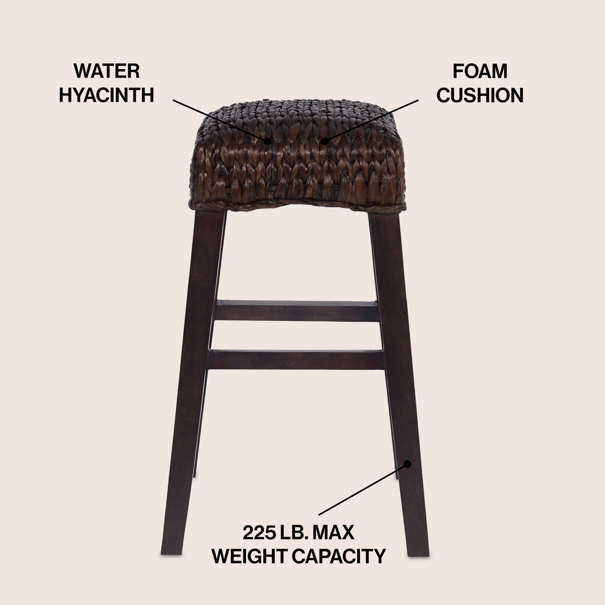 Cebu Bohemian Basics Rattan Backless Bar Stool