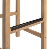 Driftpetal 30" Modern Coastal Backless Acacia Wood Outdoor Bar Stool with Woven Rope Seat Set 2