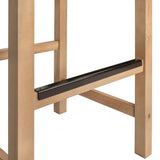 Driftpetal 30" Modern Coastal Backless Acacia Wood Outdoor Bar Stool with Woven Rope Seat Set 2