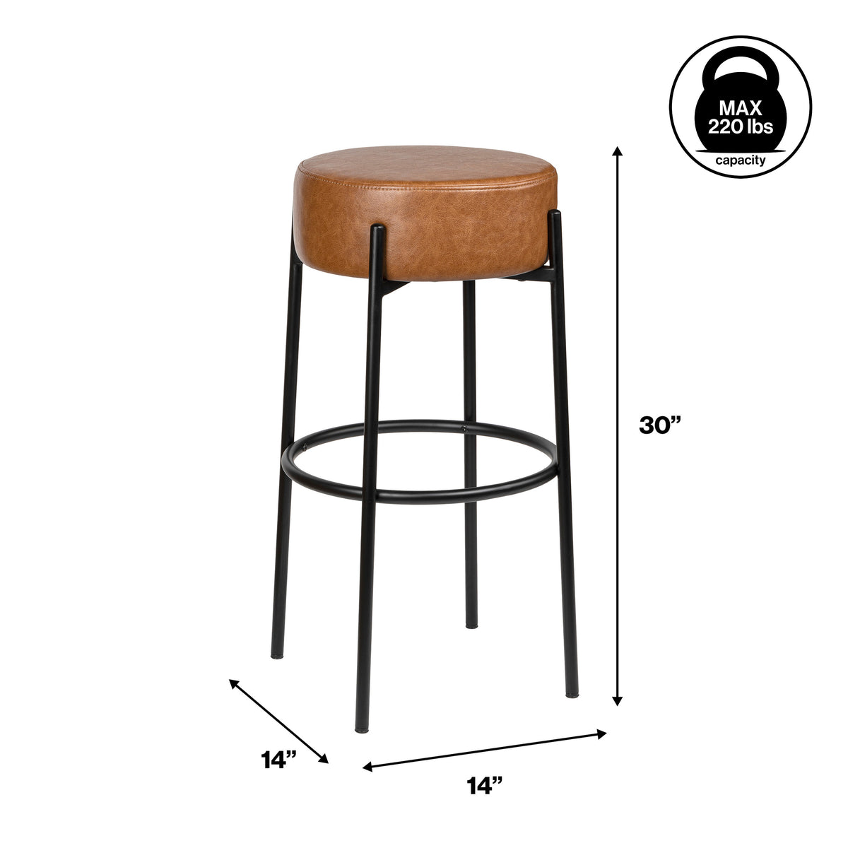 Carrie Modern Round Backless Cushioned Bar/Counter Stool