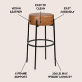 Carrie Modern Round Backless Cushioned Bar/Counter Stool