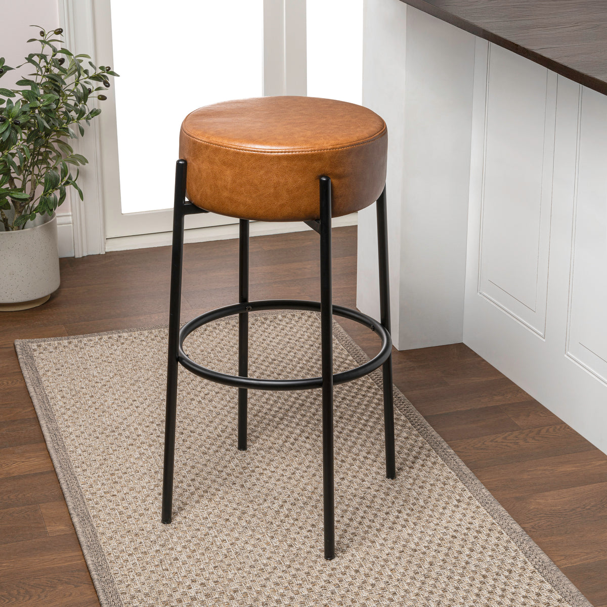 Carrie Modern Round Backless Cushioned Bar/Counter Stool