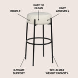 Carrie Modern Round Backless Cushioned Bar/Counter Stool