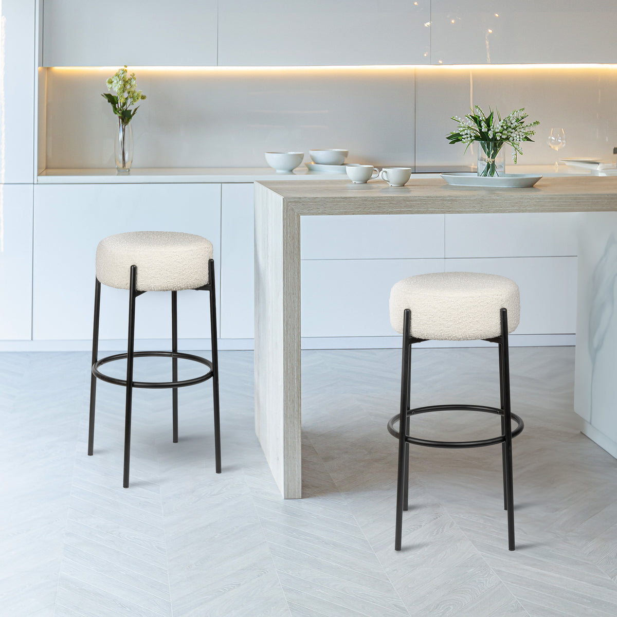 Carrie Modern Round Backless Cushioned Bar/Counter Stool