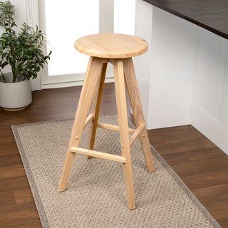 Ceren MidCentury Industrial Round Solid Wood Backless Counter Stool