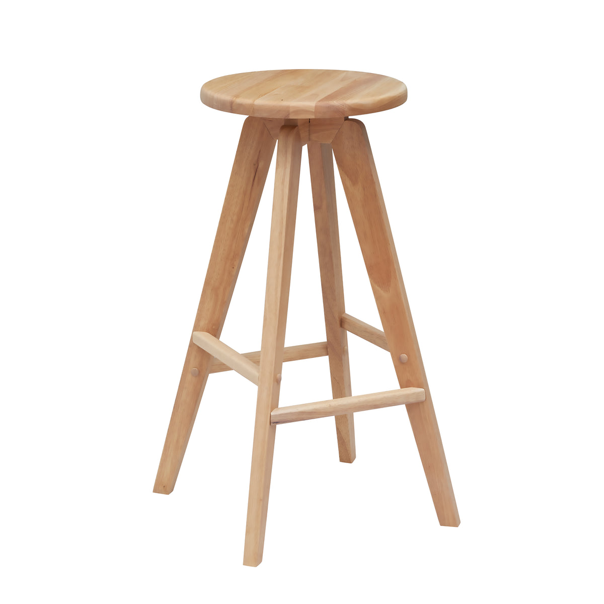 Ceren MidCentury Industrial Round Solid Wood Backless Counter Stool