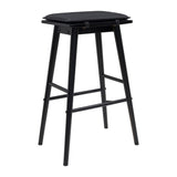 Skystag 26" MidCentury Classic Saddle-Seat Solid Wood/Vegan Leather Backless Counter Stool with Removeable Cushion