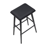 Skystag 26" MidCentury Classic Saddle-Seat Solid Wood/Vegan Leather Backless Counter Stool with Removeable Cushion