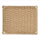 Elvora 29.5" Coastal Casual Handcrafted Teak Wood Backless Indoor/Outdoor Bar Stool with Synthetic Woven Seat