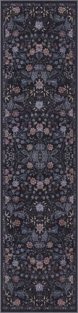 Norvyn Art Nouveau Floral Border Machine-washable Area Rug