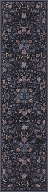 Norvyn Art Nouveau Floral Border Machine-washable Area Rug
