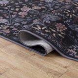 Norvyn Art Nouveau Floral Border Machine-washable Area Rug