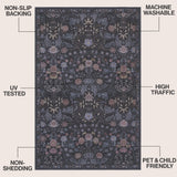 Norvyn Art Nouveau Floral Border Machine-washable Area Rug