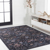 Norvyn Art Nouveau Floral Border Machine-washable Area Rug