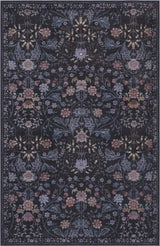Norvyn Art Nouveau Floral Border Machine-washable Area Rug