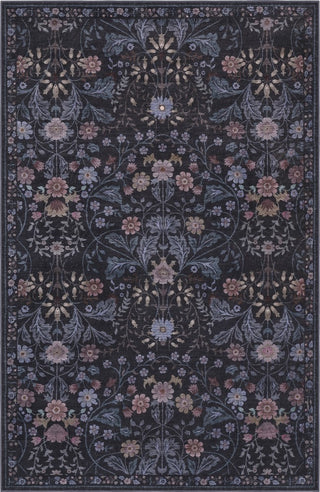Norvyn Art Nouveau Floral Border Machine-washable Area Rug