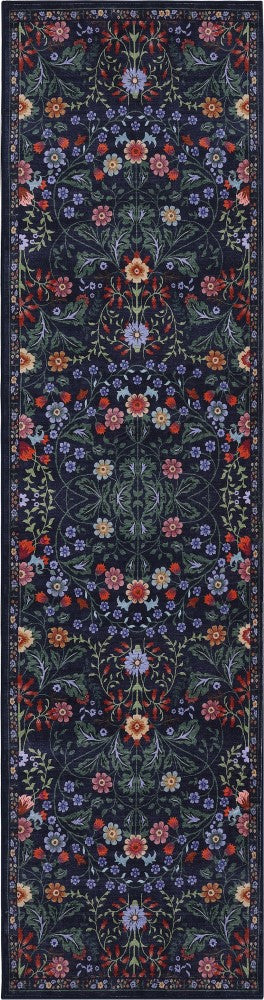Norvyn Art Nouveau Floral Border Machine-washable Area Rug