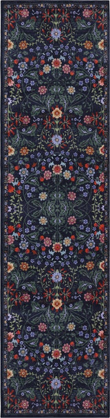 Norvyn Art Nouveau Floral Border Machine-washable Area Rug