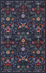 Norvyn Art Nouveau Floral Border Machine-washable Area Rug