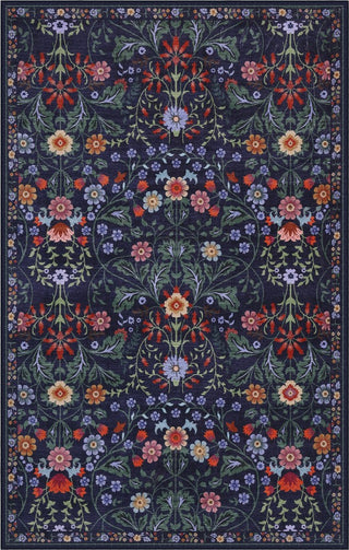 Norvyn Art Nouveau Floral Border Machine-washable Area Rug