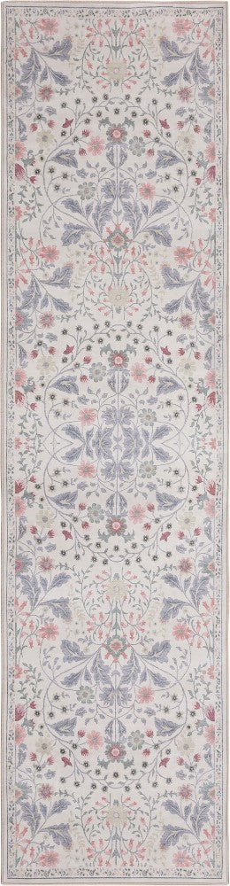 Norvyn Art Nouveau Floral Border Machine-washable Area Rug
