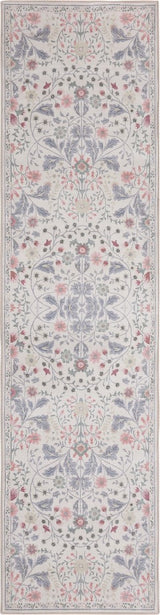 Norvyn Art Nouveau Floral Border Machine-washable Area Rug