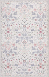 Norvyn Art Nouveau Floral Border Machine-washable Area Rug