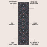 Norvyn Art Nouveau Floral Border Machine-washable Area Rug