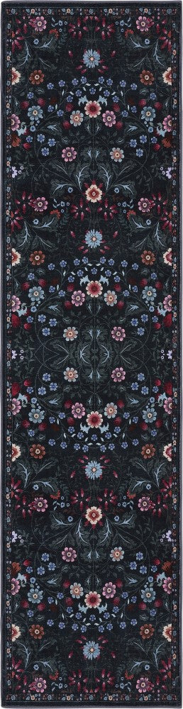 Norvyn Art Nouveau Floral Border Machine-washable Area Rug