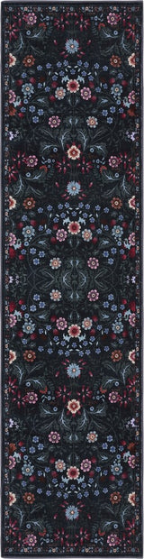 Norvyn Art Nouveau Floral Border Machine-washable Area Rug