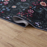 Norvyn Art Nouveau Floral Border Machine-washable Area Rug