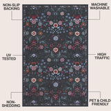 Norvyn Art Nouveau Floral Border Machine-washable Area Rug
