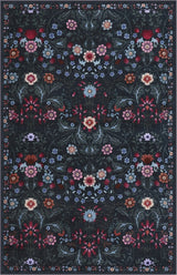 Norvyn Art Nouveau Floral Border Machine-washable Area Rug