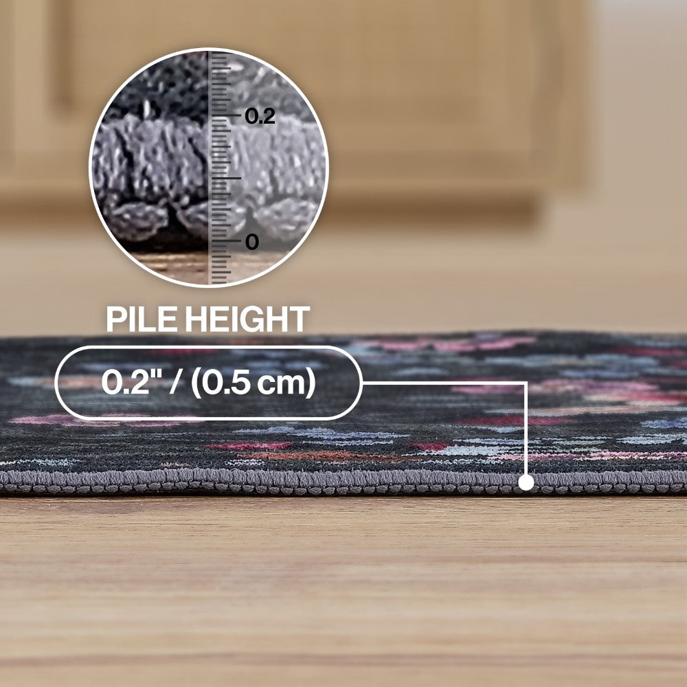 Norvyn Art Nouveau Floral Border Machine-washable Area Rug
