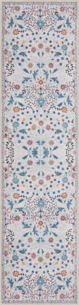 Norvyn Art Nouveau Floral Border Machine-washable Area Rug