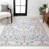 Norvyn Art Nouveau Floral Border Machine-washable Area Rug